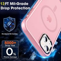 MOCCA Strong Magnetic for iPhone 13 Case, [Compatible with Magsafe][Screen Protector+Camera Lens Protector] Translucent Matte Back Slim Shockproof Case for iPhone 13 Phone Case 6.1", Pink - Image 4