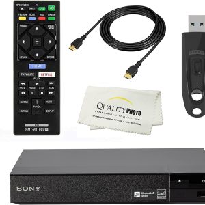 Sony BDP-BX370 Blu-ray Disc Player with Built-in Wi-Fi and HDMI Cable with Ultra USB Flash Drive 64GB