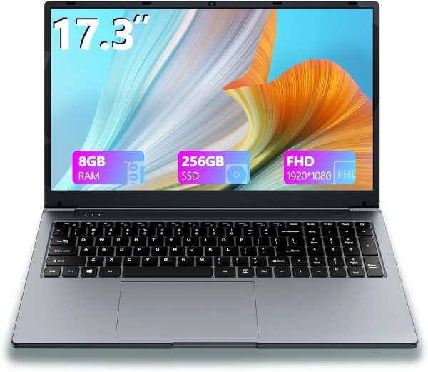 17 Inch Laptop, Laptop Computer, Win 11,8GB RAM 256GB SSD, Celeron Quad-Core Processor(Up to 2.9GHz),IPS Full HD Display with, Type-C, Wi-Fi, USB3.0 (17 inch-256G)