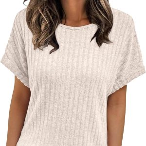 AUTOMET Women Shirts Fall Sweaters Regular Fit Short Sleeve Tunic Tops 2025 Dressy Casual Business Blouses
