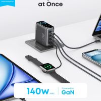 Anker Laptop Charger, 140W MAX USB C Charger, 4-Port Multi-Device Fast Charging, Advanced GaN Power Adapter, Intuitive Touch Controls, for MacBook, iPhone 16 Series, Samsung Galaxy, Pixel, and More - Image 2