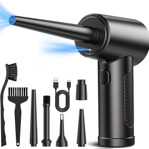 Compressed Air Duster, 3 Gear to 51000RPM Cordless Electric Air Duster, 6000mAh Rechargeable Air Blower with LED Light for Laptop Computer Camera Keyboard Cleaning Dust Hair Replace Compressed Air Can