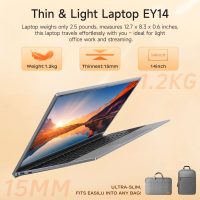 14" Laptop Computer, Windows 11 Laptop for MS Office, 8GB RAM 512GB SSD, Intel Pentium Quad-Core Processor(Up to 2.64GHz), 1080P FHD IPS, Wi-Fi 5, BT5.0, HDMI, Students, Lightweight - Image 5