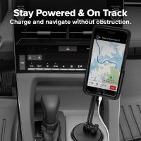 WeatherTech CupFone with Extension – Adjustable, Universal Cup Holder Cell Phone Mount Car & Truck Accessory – Best Design for iPhone & Smartphone Charging – Black Metal Knobs - Image 8