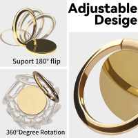 Metal Cell Phone Ring Holder Finger Ring Stand, 360 Degree Rotation Ring Kickstand Grip Holder for Magnetic Car Mount, Gold - Image 2
