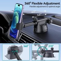 Car Phone Holder Mount, [Military-Grade Suction & Super Sturdy Base] 3 in 1 Universal Phone Mount for Car Dashboard Windshield Air Vent Car Mount for iPhone Android Smartphone GPS Navigator - Image 3