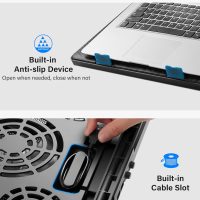 Kootek Laptop Cooling Pad, Laptop Cooler with 5 Quiet Fans for 12"-17" Computer PC Notebook Gaming Laptop Fan, Height Adjustable Laptop Cooling Stand Laptop Accessories, Blue - Image 5