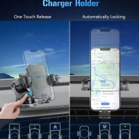 Wireless Car Charger, Fast Charging Phone Holder 3 in 1 Phone Mount Auto Clamping Car Accessories Compatible with iPhone 16 15 14 13 12 11 Xs XR, Samsung S23 Ultra S22 S21 S20/S10+ S9(Midnight Black) - Image 4