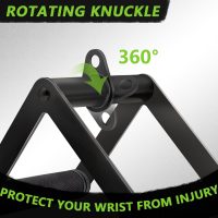 Double D Row Handle Cable Attachment for Weight Workout, Steel with Non-Slip Rubber Grip (Black) - Image 2
