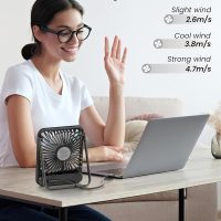 Koonie USB Desk Fan, Strong Wind Ultra Quiet Small Personal Fan with 180° Tilt Folding and 3 Speeds Adjustable, USB-C Corded Powered Mini USB Fan for Office Desktop Bedroom, NO BATTERY - Image 6