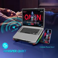 Laptop Cooling Pad, Gaming Laptop Cooler with 9 Quiet Fans, Laptop Cooling Stand for 12-17 Inch, Laptop Computer Fan with 5 Height Adjustable,2 USB Ports,1 Phone Stand - Image 5