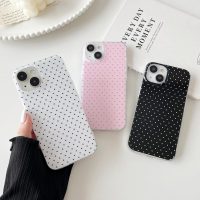 Compatible with iPhone 13/14 Case, Fashion Cute Aesthetic Polka Dot Pattern Cover for Women, Shockproof Slim Soft TPU and Hard PC Protective Phone Case - White - Image 4