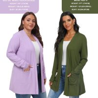 Womens Casual Lightweight with Pocketes Long Sleeve Open Front Cardigan - Image 2