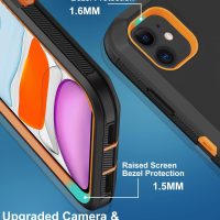 for iPhone 11 Case, with Built in Screen Protector Heavy Duty Drop Protection, Full Body Rugged Shockproof Dust Proof 3- Layer Tough Protective Phone Cover for Apple iPhone 11 Black/Orange - Image 4