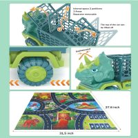 HONGID Dinosaur Truck Toys for Kids 3-5, Triceratops Car Toy with 15 Dino Figures,Large Activity Play Mat, Dinosaur Eggs, Dinosaur Play Set for Boys and Girls,Christmas Xmax,Stocking Stuffers - Image 4