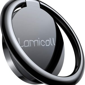 Lamicall Cell Phone Ring Holder Stand - Phone Finger Gip Kickstand, 360° Rotation Polished Metal Grip for Magnetic Car Mount, Compatible with iPhone 16/15/14 Pro Max, Android Smartphone Accessories