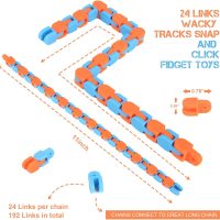 8Pcs 24Links Fidgets Wacky Tracks Fidget Toys for Kids Classroom Students Gifts School Stocking Stuffers Plastic Sensory Autism Snap Fidget Click Snake Toys for Adults Travel Stress Relief 11inch - Image 2