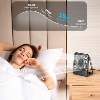 Koonie USB Desk Fan, Strong Wind Ultra Quiet Small Personal Fan with 180° Tilt Folding and 3 Speeds Adjustable, USB-C Corded Powered Mini USB Fan for Office Desktop Bedroom, NO BATTERY - Image 5