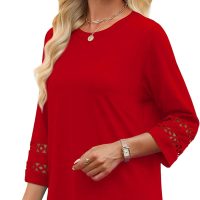 XIEERDUO 3/4 Length Sleeve Womens Tops and Blouses Dressy Casual Crewneck T Shirts Fashion Clothes Loose Fit Trendy - Image 4