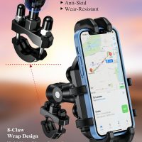 BRCOVAN Motorcycle Phone Mount Holder with Vibration Dampener, Anti-Shake Handlebar Cellphone Cradle for Bike Bicycle Scooter ATV, Adjustable Fit 5.4-6.9'' Smartphone - Image 8