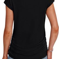 SAMPEEL Womens Summer Tops Trendy 2025 Ruched Cap Short Sleeve Tshirts Shirts Crew Neck T Shirts Fashion - Image 5