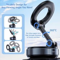Vacuum Magnetic Phone Holder, 360° Adjustable Magnetic Car Mount, Foldable Portable Suction Cup Cell Phone Mount for Car/Gym/Mirror/Shower, Compatible with All Smartphones & All Car Models - Image 3