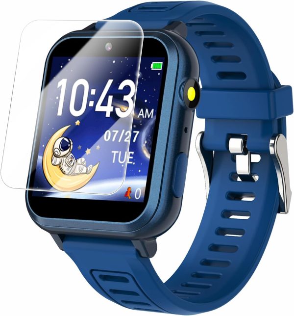 Cosjoype Kids Game Smart Watch for Kids with 24 Puzzle Games HD Touch Screen Camera Music Player Pedometer Alarm Clock Calculator Flashlight 12/24hr Kid Watch Gift for 4-12 Year Old Boys Toys for Kid