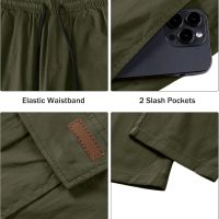 Comdecevis Men's Casual Cargo Pants Workout Joggers Stretch Sweatpants Hiking Drawstring Tactical Pants with Multi Pockets - Image 4