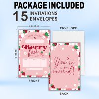 15 PCs Strawberry And Arch Birthday Invitation With 15 Matching White Envelopes For Boy Girl, 1St Birthday Party Favors Decorations Supplies-OL-A97 - Image 2