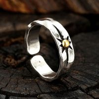 Retro Sunburst Star Design Adjustable Open Ring Vintage Style Jewelry - Image 2