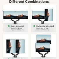 HUANUO Dual Monitor Stand - Full Adjustable Monitor Desk Mount Swivel Vesa Bracket with C Clamp, Grommet Mounting Base for 13 to 32 Inch Computer Screens - Each Arm Holds 4.4 to 19.8lbs - Image 6
