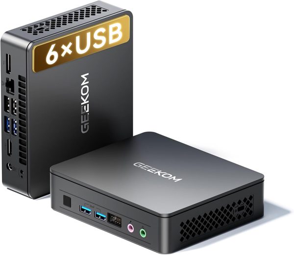 GEEKOM Air12 Lite Mini PC (3-Year Quality Support),with 12th Gen Intel N150 (Upgraded N100),16GB RAM 512GB NVMe PCIe M.2 SSD,6 USB Ports 9-Pin Mini Desktop Computer for Home/Business/Office