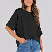 ANRABESS Womens Tops Oversized T Shirts Short Sleeve Crewneck Summer Casual Loose Basic Tee Shirt 2025 Trendy Fashion Clothes - Image 8