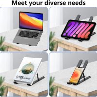 Laptop Stand for Desk, Adjustable Laptop Riser ABS+Silicone Foldable Portable Notebook Holder, Ventilated Cooling Notebook Mount Computer Stand for 10-15.6” Laptops,Tablets-Black - Image 6