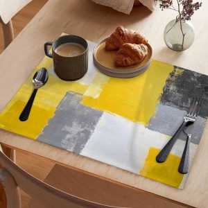 Abstract Watercolor Color Stitching Placemats for Dining Table Set of 4 Place Mats Indoor for Home Kitchen Non-Slip Table Mats