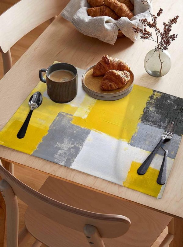 Abstract Watercolor Color Stitching Placemats for Dining Table Set of 4 Place Mats Indoor for Home Kitchen Non-Slip Table Mats