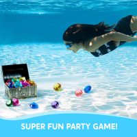 Sloosh Diving Gems Pool Toys, 16 Big Colorful Diamond with Pirate Treasure Chest,Swim Dive Toy for Kids Underwater Gemstone Swimming Training Gift Water Pool Games(Gold) - Image 5