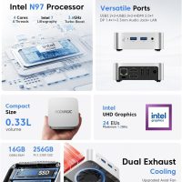 ACEMAGIC Mini Pc 11 Pro, Processor N97 (Beat N100/N95/N150) up to 3.6 GHz Mini Computers, 16GB DDR4 256GB SSD, 4K Dual Display WiFi BT VESA Micro Small Pc for Business and Home, Mini Desktop - Image 2