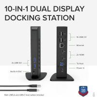 Plugable USB 3.0 and USB-C Universal Laptop Docking Station with 2 HDMI Ports for Windows, Mac (Driver Required), and ChromeOS. Gigabit Ethernet, Audio - Image 2