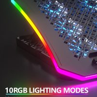 KeiBn Upgraded Gaming Laptop Cooler Pad with 9 Quiet RGB Fans, Cooling Pad for 15.6-17.3 Inch Laptops with 7 Height Stands, 2 USB Ports, Phone Stand-Blue - Image 5