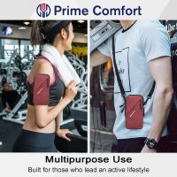 Cell Phone Holder, Small Crossbody Shoulder Holsters Bag with Arm Band, Fits iPhone and Android, Use for Running, Walking, Hiking & Biking (6.7 Inches, Red) - Image 6
