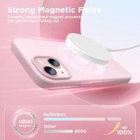 GolbinBox Magnetic for iPhone 13 Case & iPhone 14 Case, Compatible with MagSafe, [Soft Anti-Scratch Microfiber Lining], Slim Liquid Silicone Shockproof Protective Phone Case 6.1 inch, Chalk Pink - Image 3