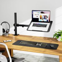 WALI Laptop Tray Desk Mount for 17inch Notebook, Fully Adjustable Laptop Arm up to 22lbs, Monitor Mount with Vented Cooling Platform Stand (M00LP), Black - Image 9