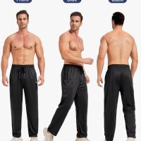 5 Pack Mens Sweatpants Open Bottom Joggers for Men with Zip Pockets Loose Fit Mesh Athletic Pants for Running,Casual - Image 2