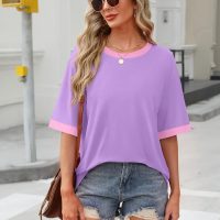 OFEEFAN Summer Tops for Women 2025 Short Sleeve Shirts Dressy Casual Crew Neck Tshirts Fashion - Image 3