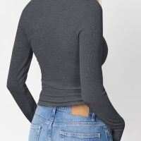 Trendy Queen Womens Long Sleeve Shirts 2025 Henley Casual Fall Outfits Fitted Cotton Tops Ribbed Fashion Cute Basic Tees - Image 4