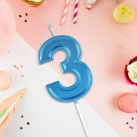 BEAN LIEVE Blue Birthday Candles Number 3, Blue Number Candles, Cake Number Candles for Birthday Parties and Wedding Anniversary Celebrations - Image 3