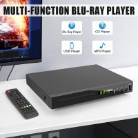 HD Blu Ray Player, Blue Ray/DVD/CD Player for TV, Play Region A/1 Blu-ray Disc and All Region DVD Discs, Blu-ray DVD Player with HDMI/AV/Coaxial Output, USB Input, Built-in PAL NTSC (Zone 1 Blu-ray) - Image 3