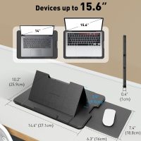 AboveTEK Adjustable Laptop Lap Desk, 3 Ergonomic Angles, PU Leather Non-Slip Surface, Heat Shield, Retractable Mouse Pad, Portable Laptop Lap pad Workstation for Bed, Sofa, Travel - Image 4