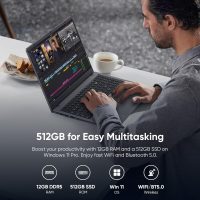15.6 inch Win11 Laptop Computer, 1920x1080 IPS Screen, 12GB DDR5 RAM / 512GB SSD, N95(Beats N5095) Processor Notebook PC, Support Fingerprint, WiFi 5, BT, Full Size Keyboard - Image 8